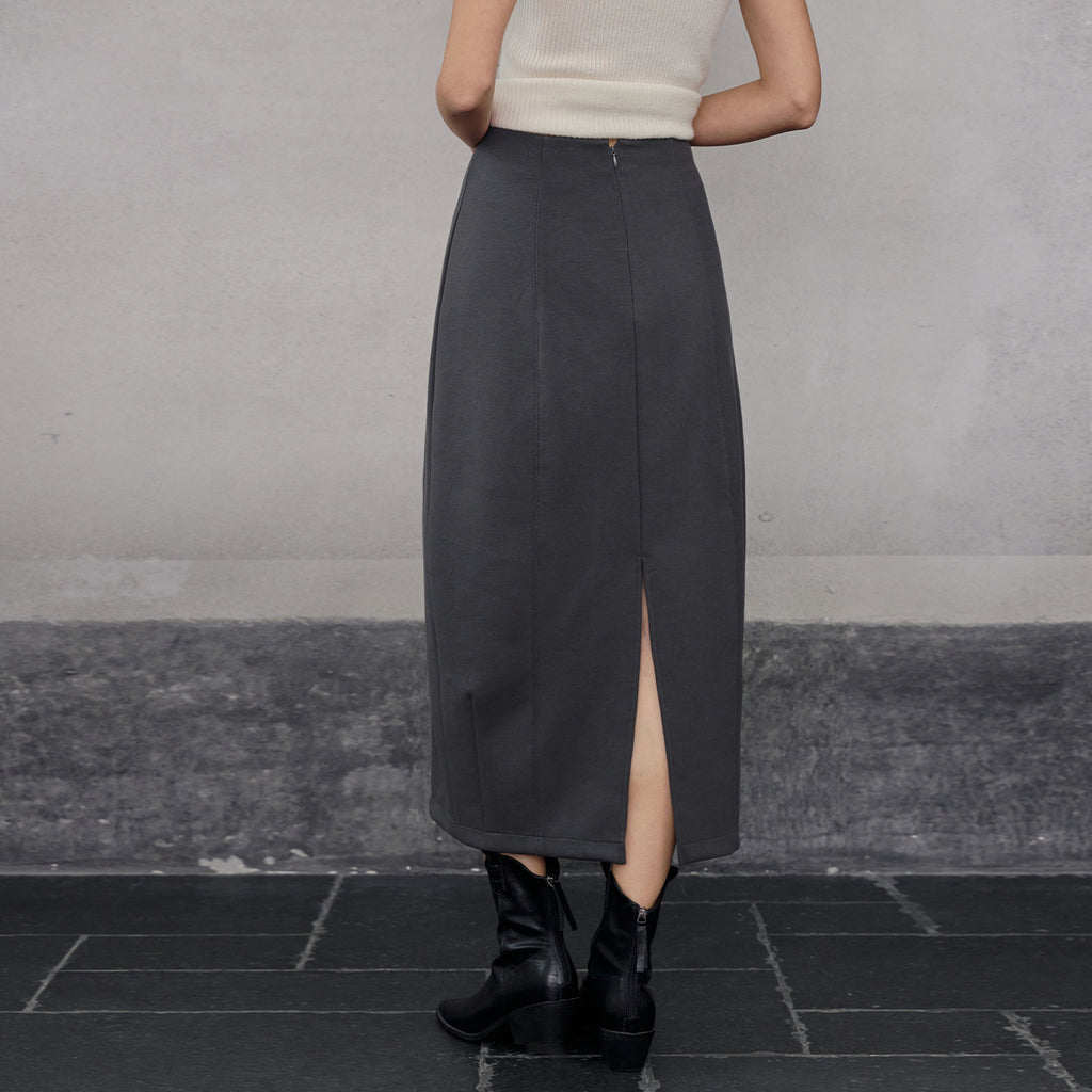 French Office Skirt Women Autumn Winter Back Slit Loose Straight Dress Package Hip Three Dimensional Split Bud Skirt