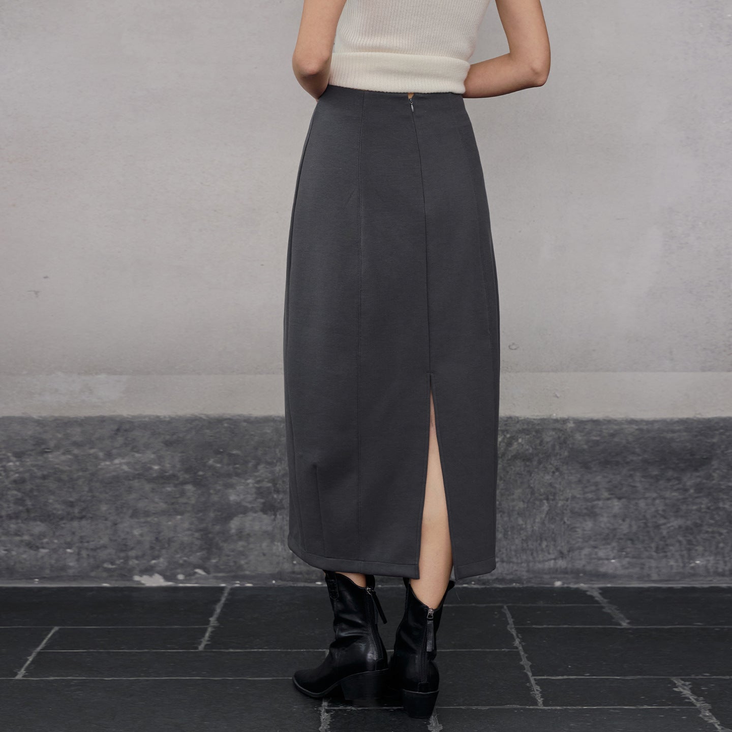 French Office Skirt Women Autumn Winter Back Slit Loose Straight Dress Package Hip Three Dimensional Split Bud Skirt