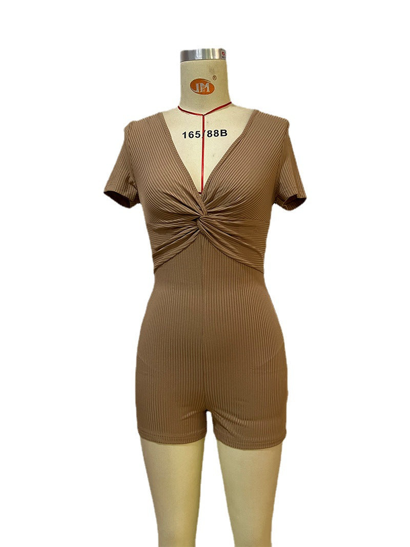 Casual Skinny Knit Jumpsuit Sexy Sexy Ribbed Romper
