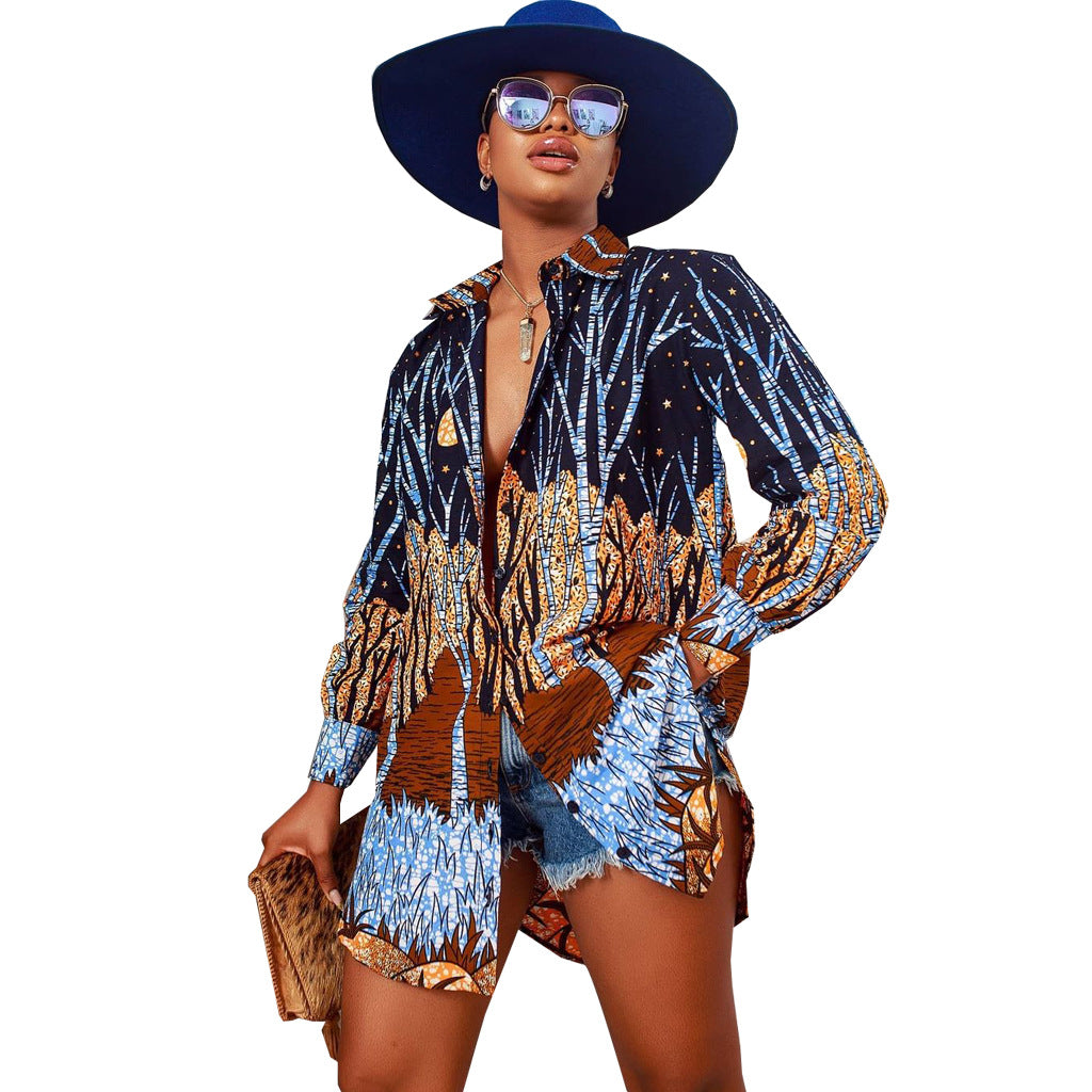 Women Clothing Casual Printing Multi-Color Shirt