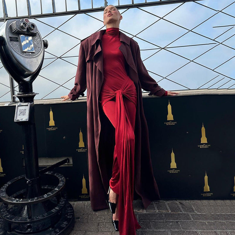 Autumn Half High Collar Long Sleeves Dress Women Sexy Tight Dress