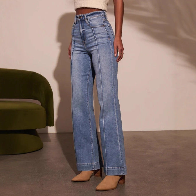 Women Solid Straight Pants Jeans