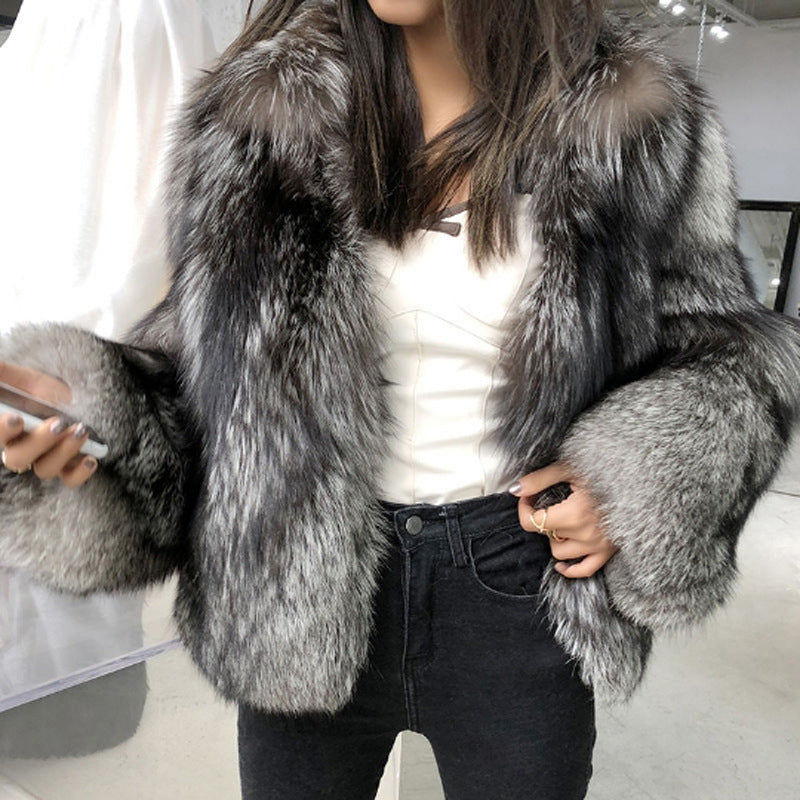 Women Fur Coat Short Faux Fur Whole Fur Coat Autumn Winter Casual Women Jacket