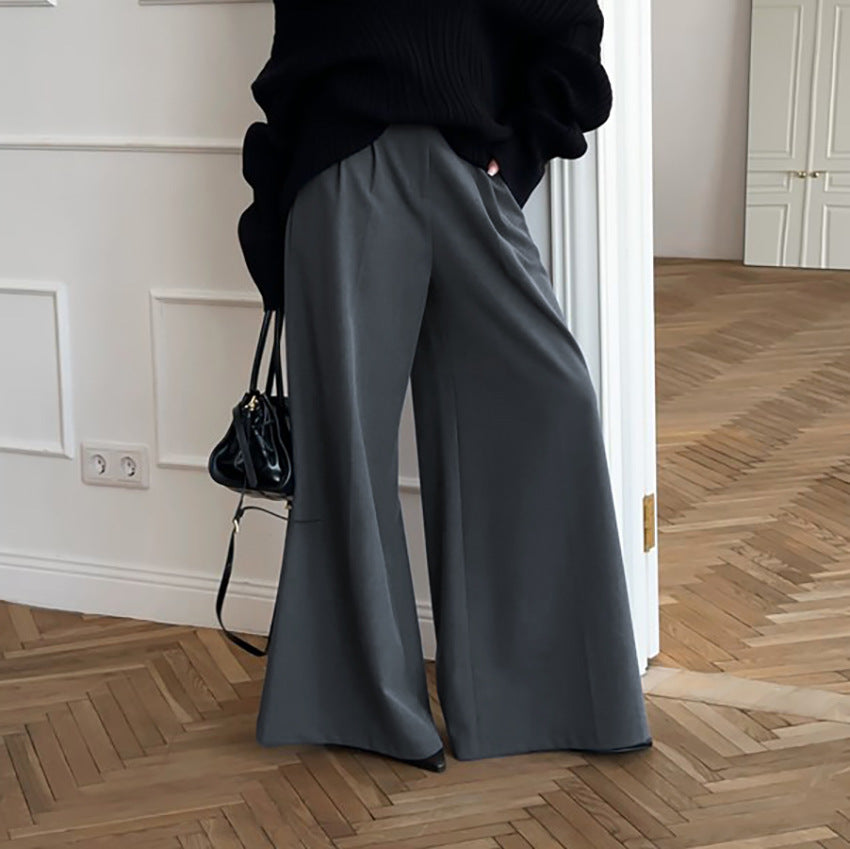 Casual Khaki Fashionable Elegant Wide Leg Pants Autumn Winter All Matching Lazy Office High Waist Work Pant Trousers