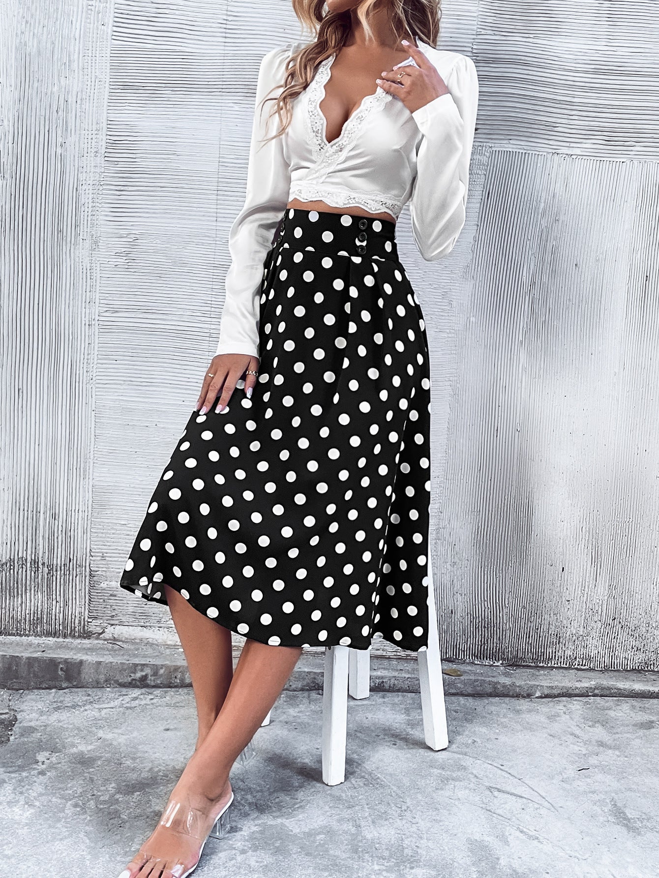 Skirt Women Clothing Corrugated Elegant Long Slim Fit A line Dress