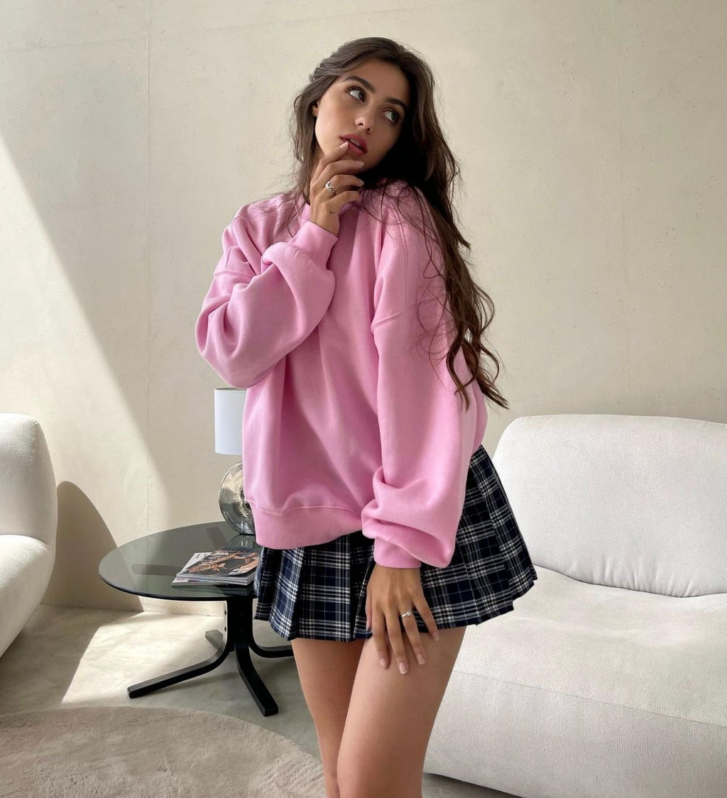 Jupe courte plissée taille haute, mignonne et épicée, à carreaux bleus, coupe trapèze.