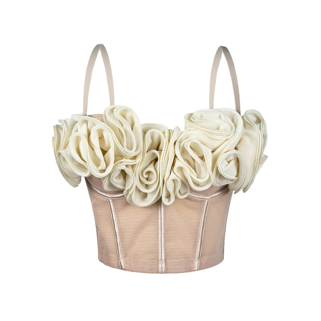 Three Dimensional Floral Boning Corset Bra Pure Want Tube Top Vest Mesh Breathable Inner Wear Boning Corset Top Sexy Sling