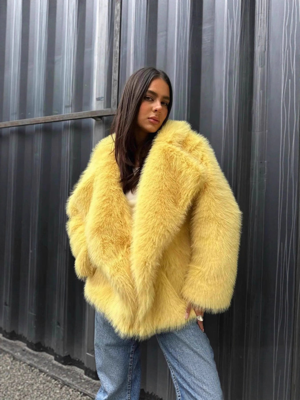 Plush Coat Faux Fur Environmental Protection Top Collared Cardigan