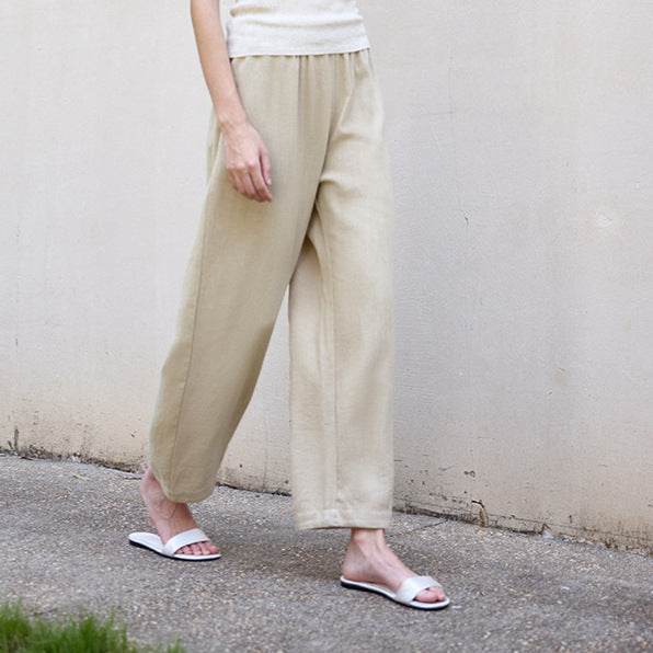 Pants Women Autumn Elastic High Waist Design Pants Lazy Loose Cropped Pants