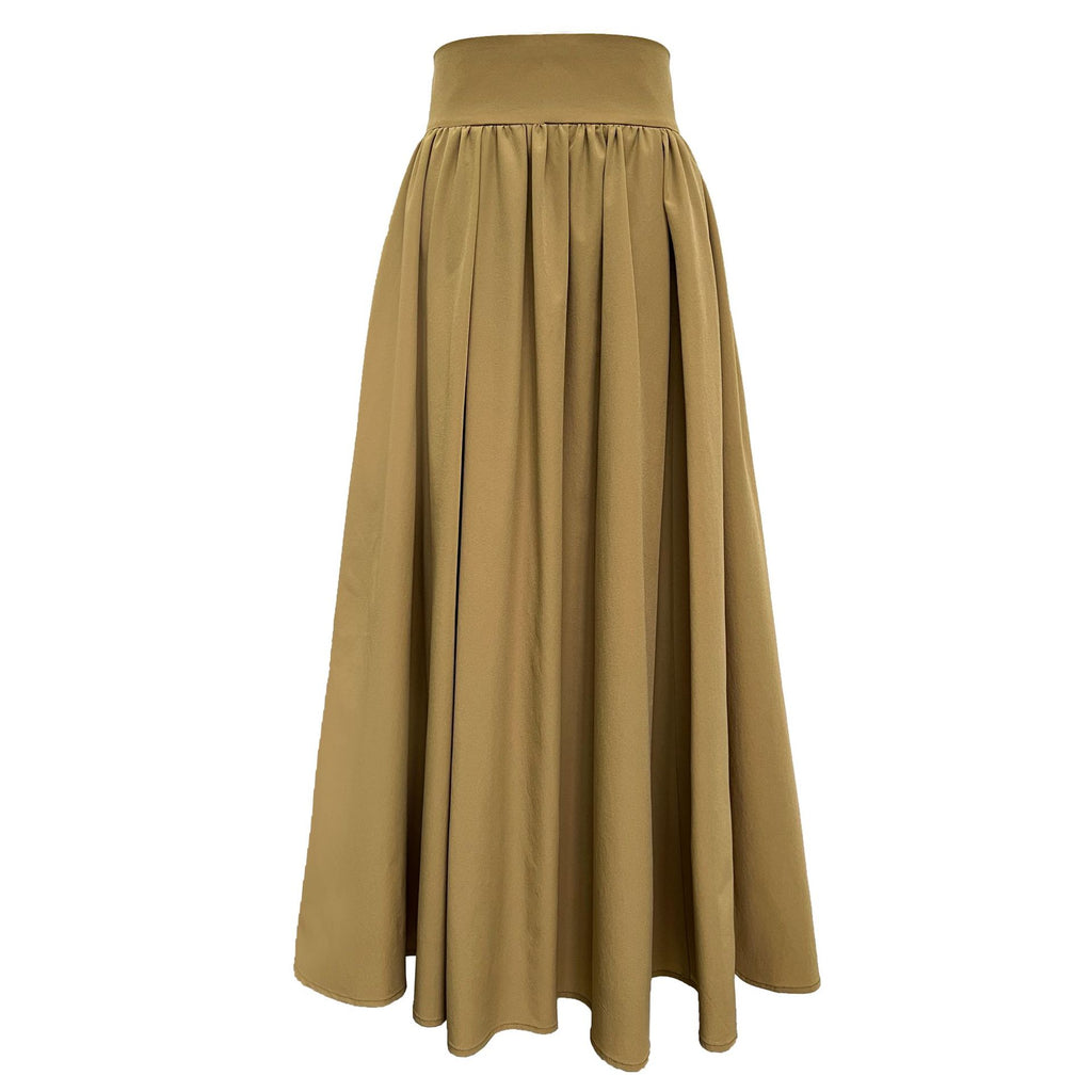 High Waist A line Pleated Skirt Long Skirt Spring Elegant High Sense Big Hem Umbrella Skirt