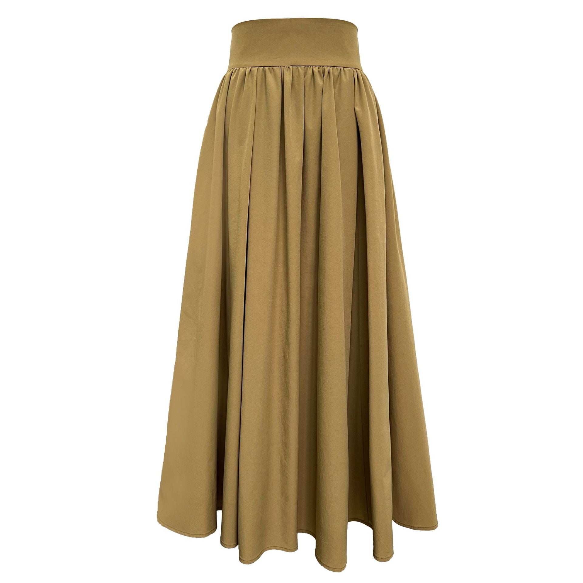 High Waist A line Pleated Skirt Long Skirt Spring Elegant High Sense Big Hem Umbrella Skirt