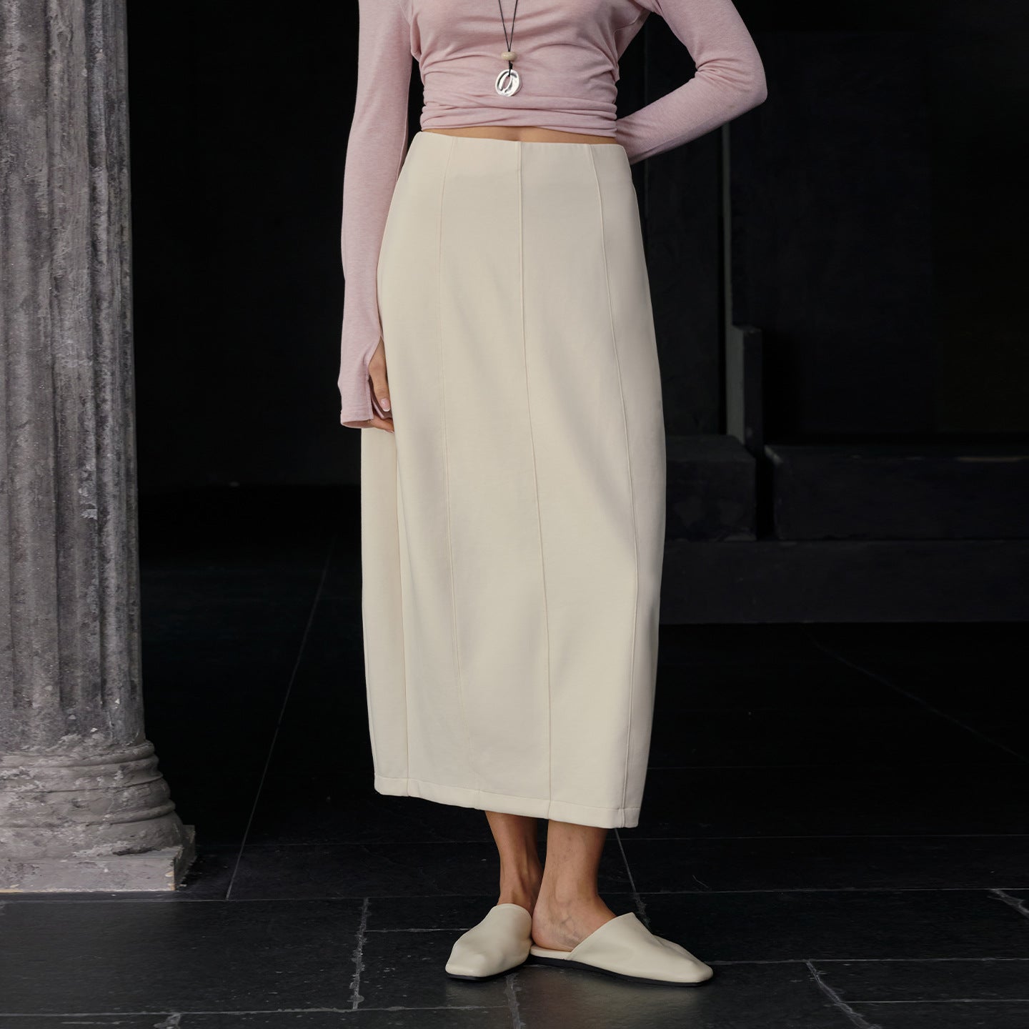 French Office Skirt Women Autumn Winter Back Slit Loose Straight Dress Package Hip Three Dimensional Split Bud Skirt