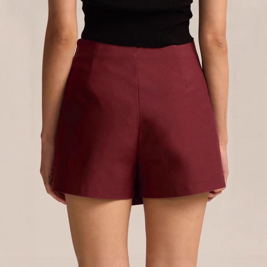 Women Clothing Irregular Asymmetric Stretch Pantskirt Summer High Waist Zipper Button Culottes for Women