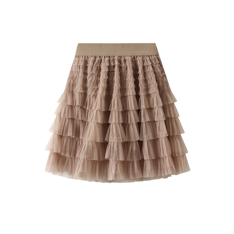 Mesh Skirt Women Summer Spring Autumn Clothing A line Tiered Dress Short Skirt