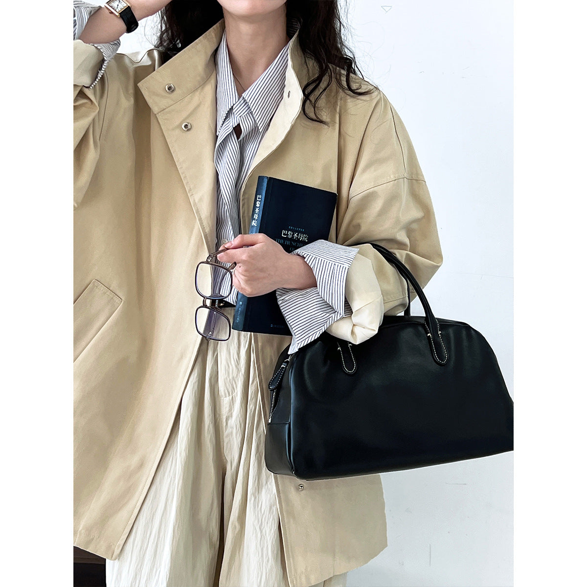 High Grade Profile Stand Collar Trench Coat for Women Idle Japanese Minimalist Oversize Coat