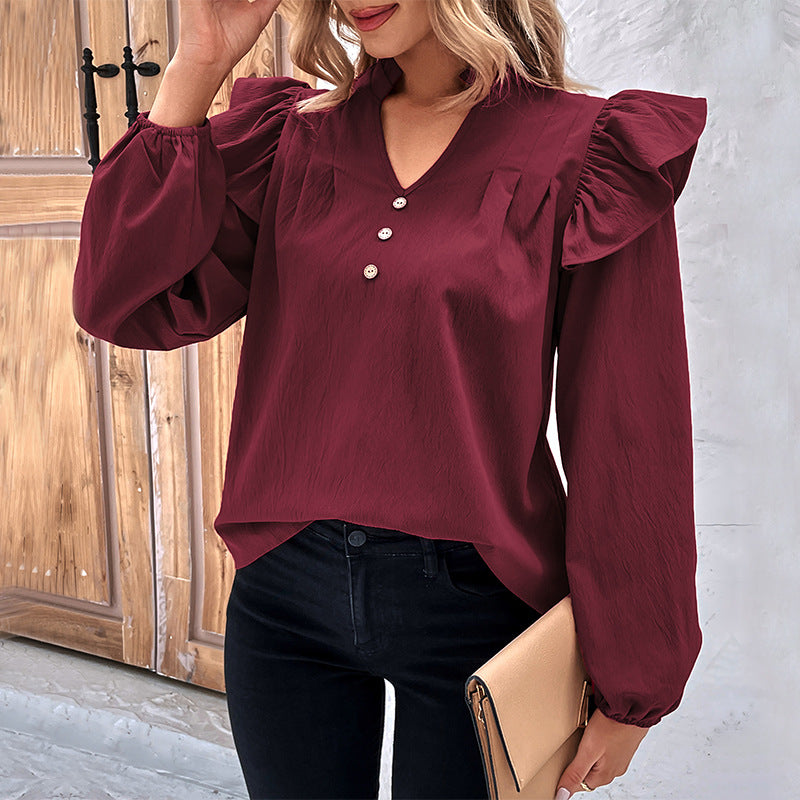 Autumn Winter Women Clothing Solid Color Loose Shirt Women