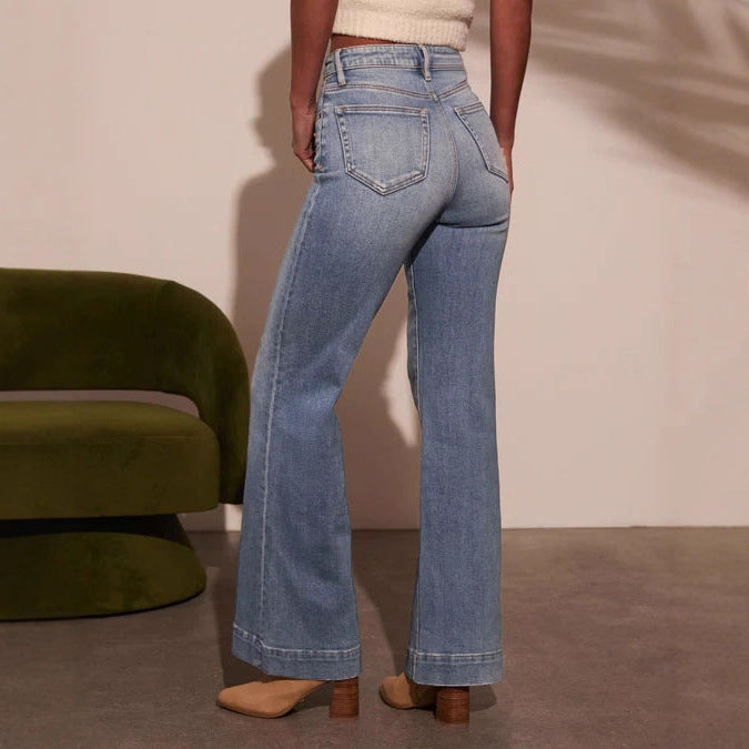 Women Solid Straight Pants Jeans