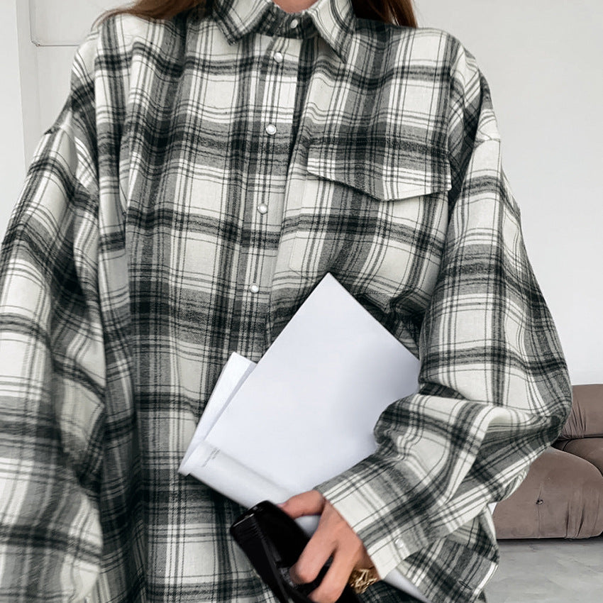 Summer Loose Shirt Russian Classic Retro Polyester Cotton Plaid Street Women Shirt