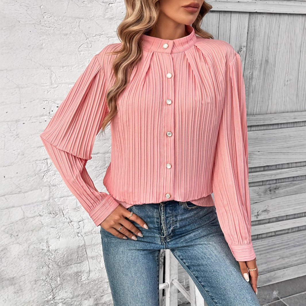 Women Wear Jacquard Long Sleeved Shirt