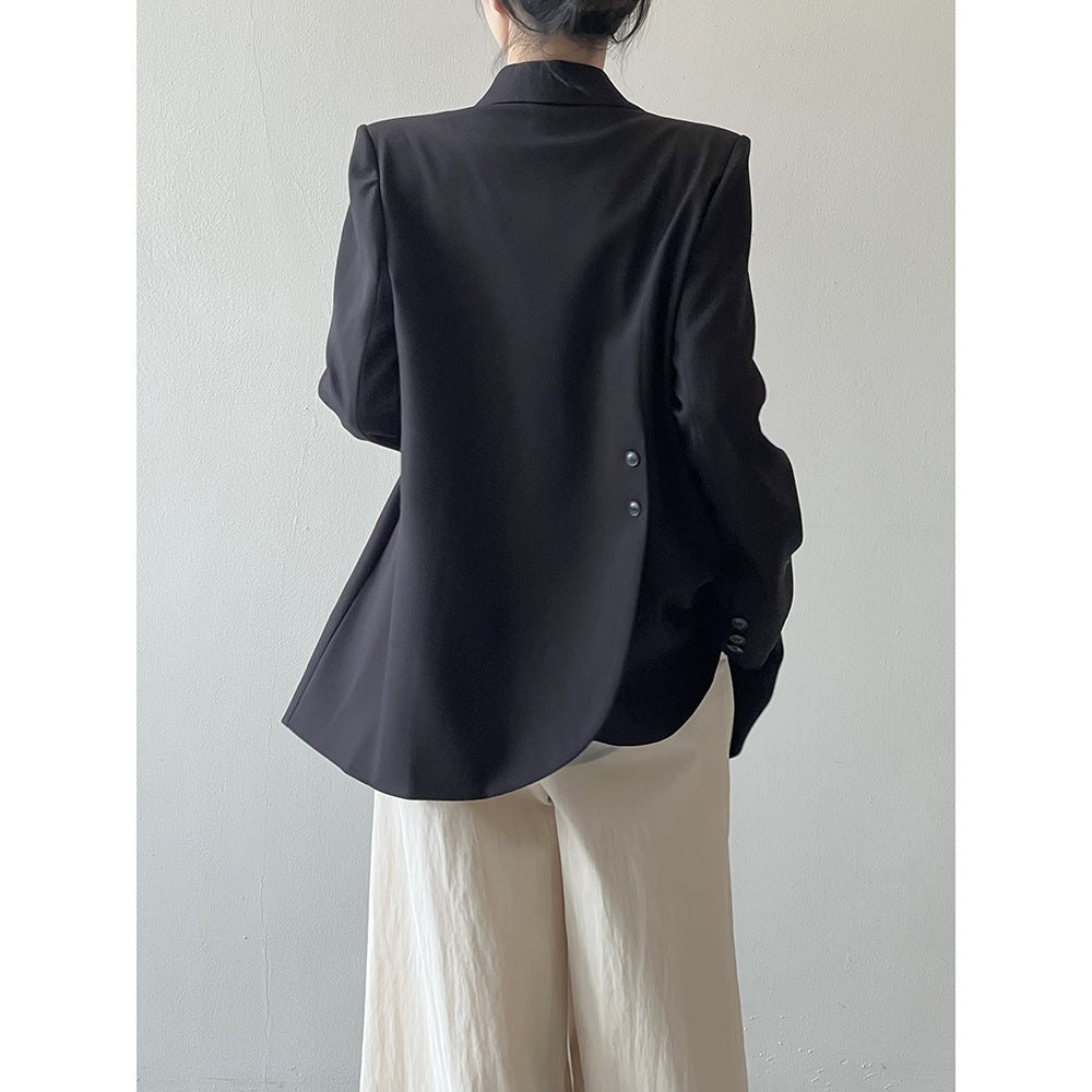 Irregular Asymmetric Back Slit Blazer Women Spring Elegant Top