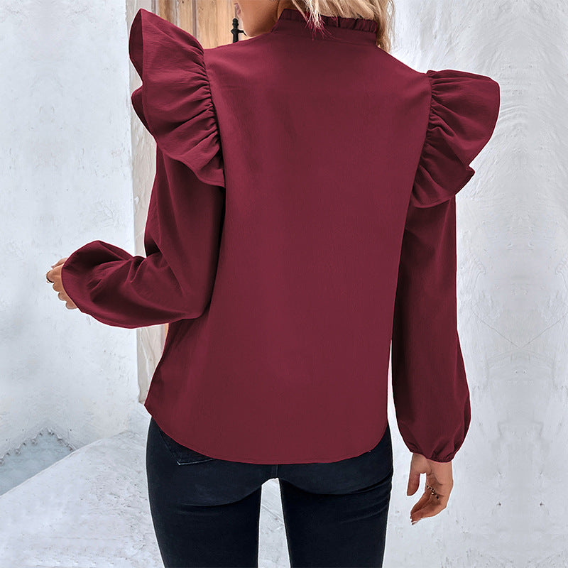 Autumn Winter Women Clothing Solid Color Loose Shirt Women