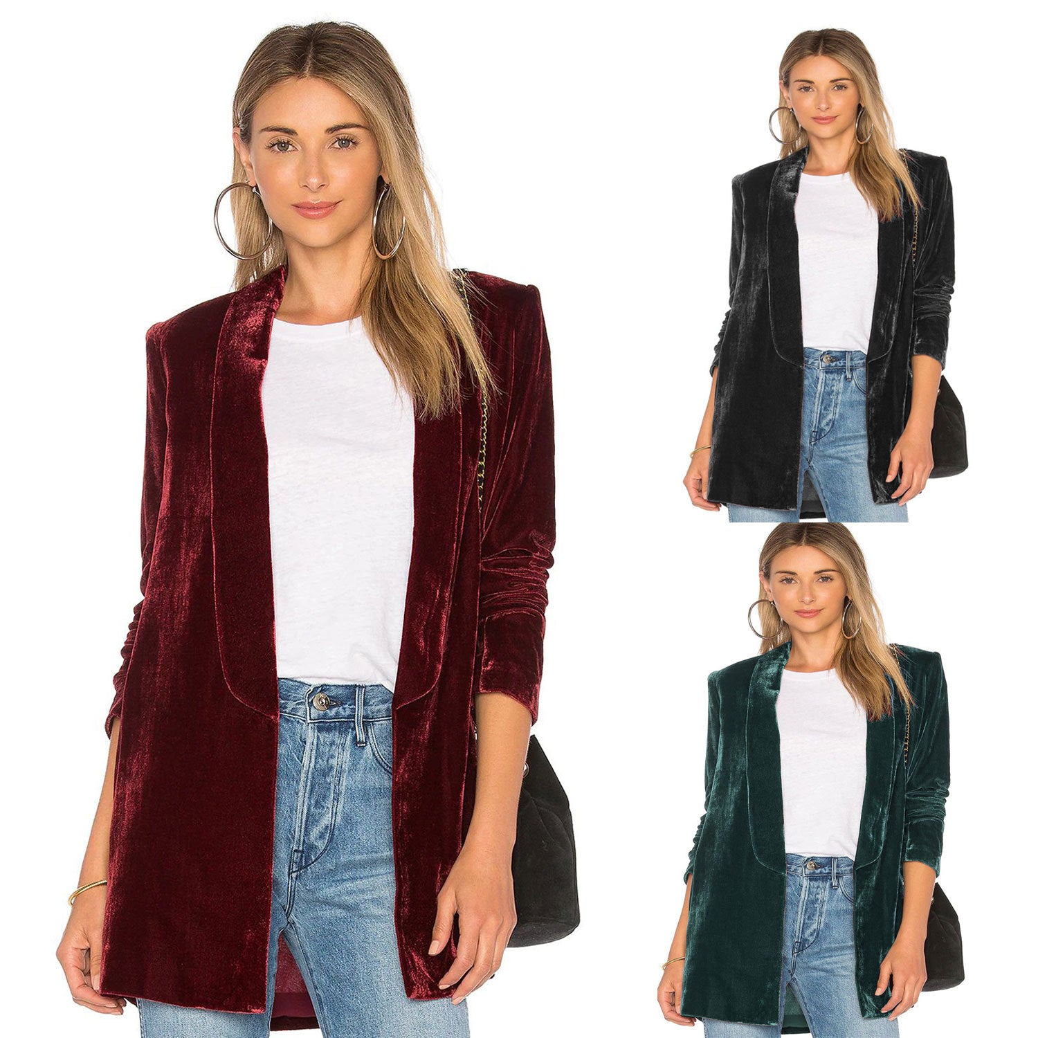 Pleuche Blazer Women Coat Slim Simple Casual All-Match Coat Outerwear