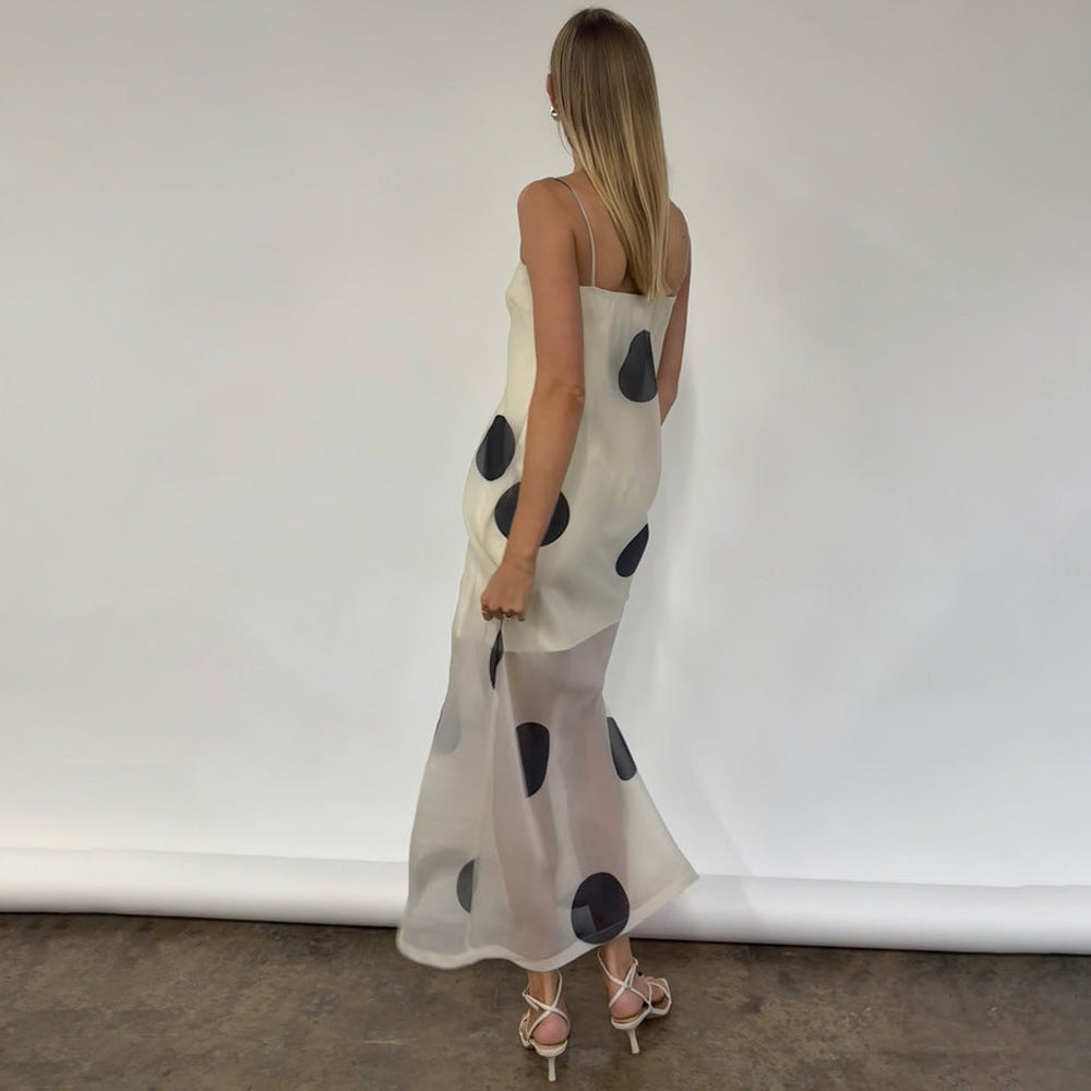 Elegant Women Slim Dress Sexy Backless Spaghetti Straps Maxi Dress