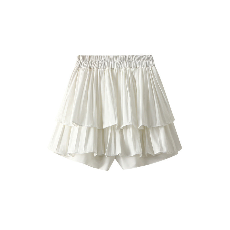 High Waist White Bubble Skirt Pleated Tiered Skirt Exposure Proof Skirt Women A Line Skirt Summer Dress