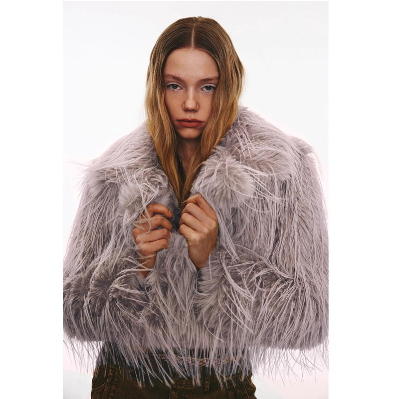 Women Fur Coat Autumn Winter Imitation Ostrich Fur Floating Wool Coat Sexy Thickened Warm Fur Jacket Casual
