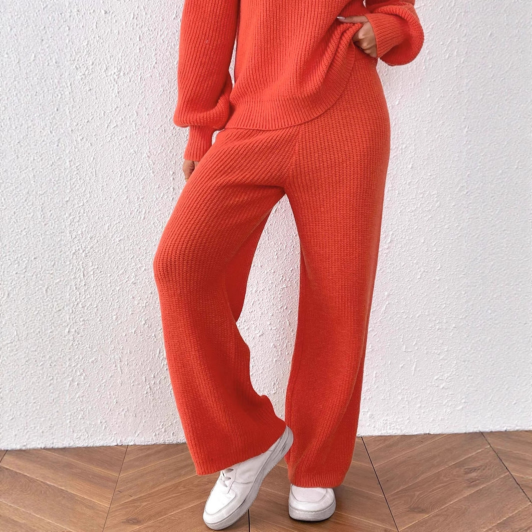 Women Pants Women Clothing Woven Autumn Winter Woollen Trousers Casual Straight Leg Wide Leg Pants Mid High Waist Warm Trousers