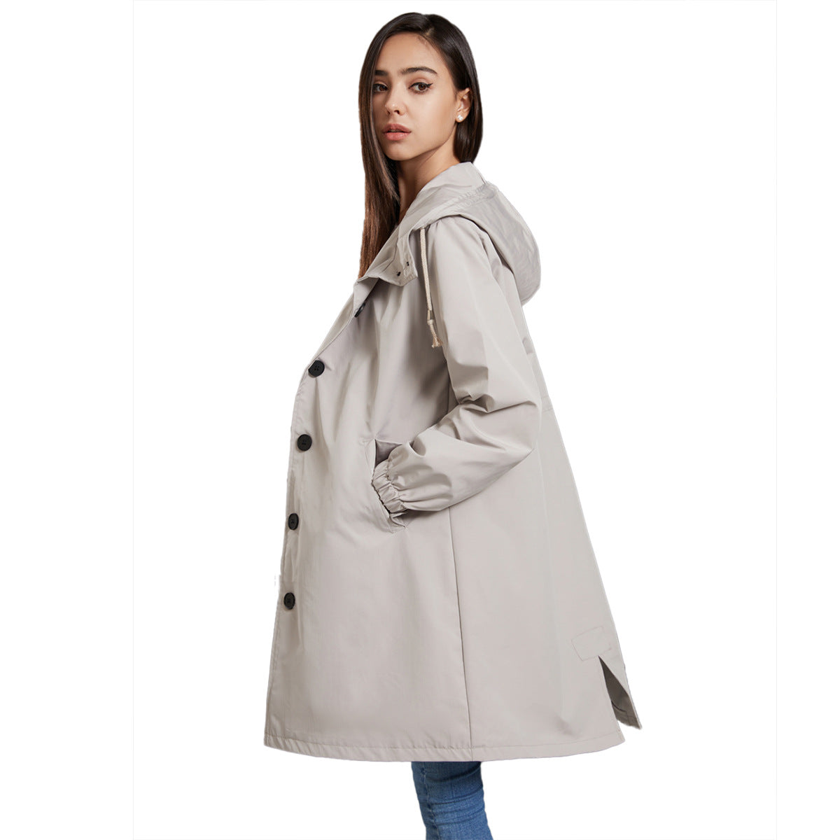 Anorak imperméable automne-hiver pour femme, manteau long décontracté, grande taille, trench-coat d'extérieur