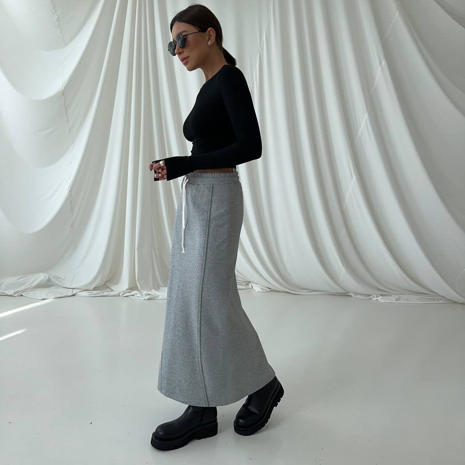 Spring Autumn High Waist Pure Cotton Skirt Best All Match Straight Knit Long Skirt