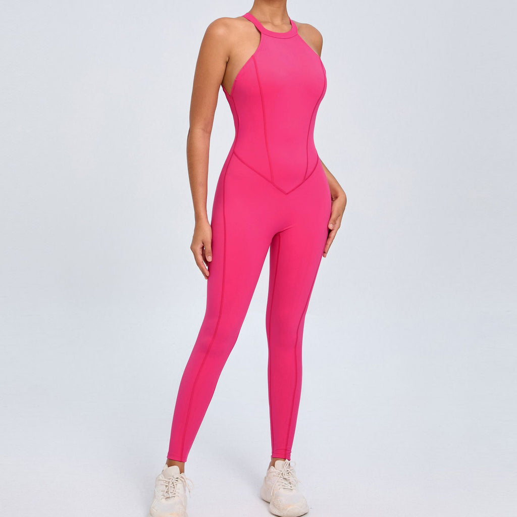 Back Buckle Yoga Jumpsuit Women Peach Hip Backless Sports Quick Drying One Piece Fitness Jumpsuit