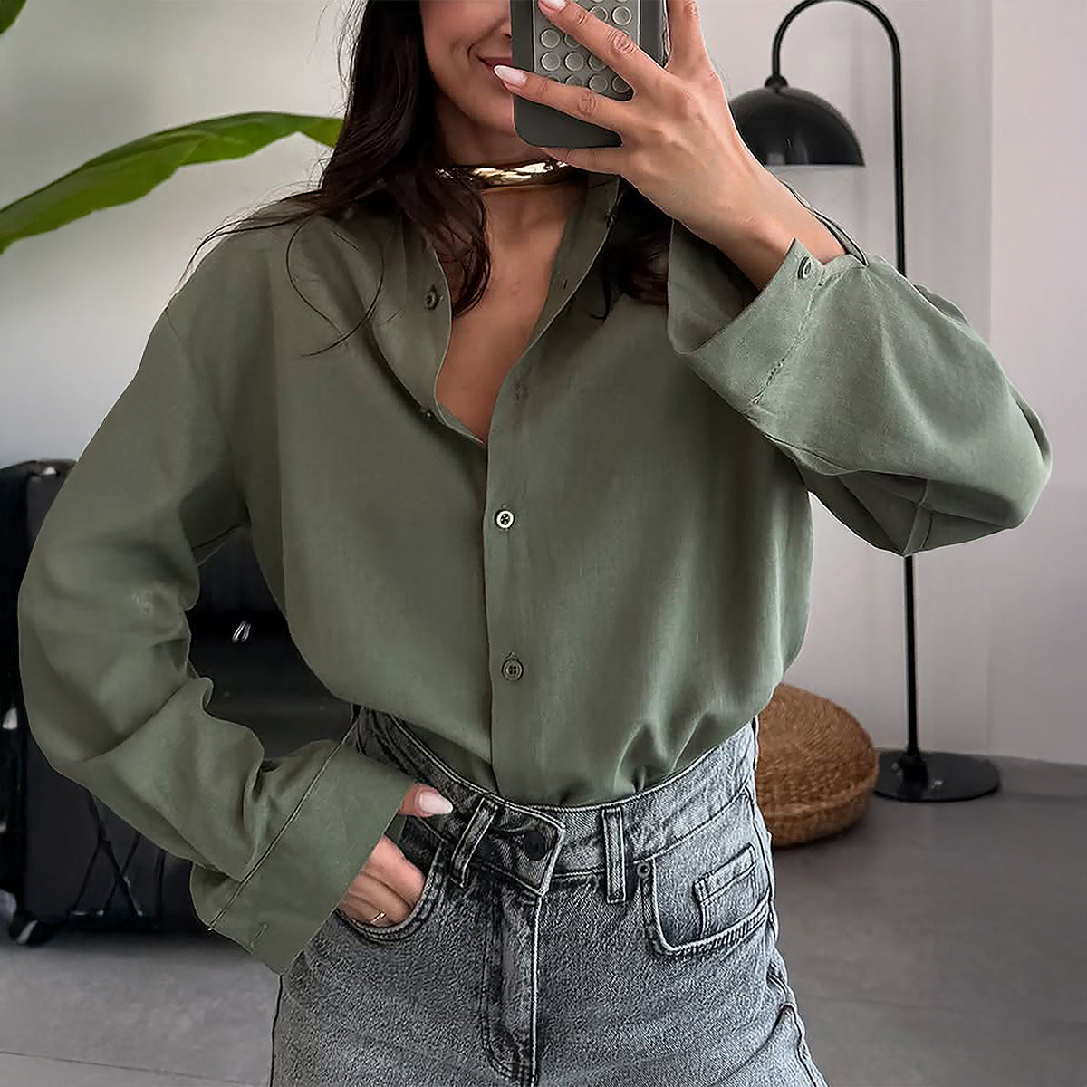 Women Clothing Autumn Elegant Baita Long Sleeve Cardigan Top Shirt