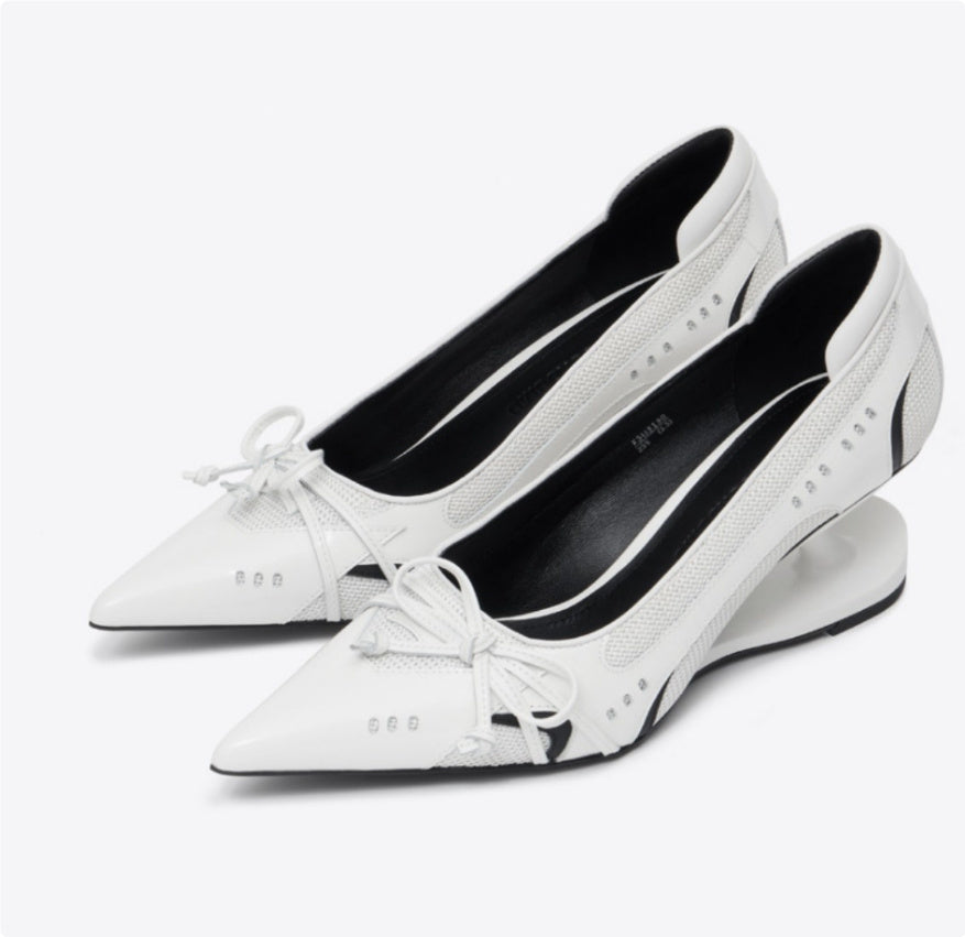 Black Pointed Toe Alien Suspended Heel Mary Jane Single Shoes For Women