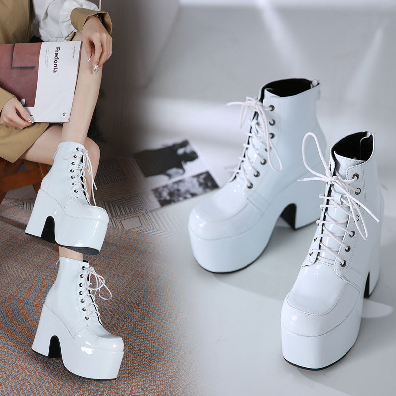Booties Women Hate The Sky High Metal Back Zipper