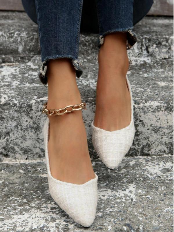 Women's Solid Color Pointed Toe Flat Shoes Fashionable Slip