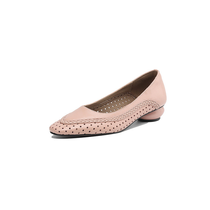 Women's Shallow Mouth Hollow-out Round Toe Mid Heel Plus Size Sandals