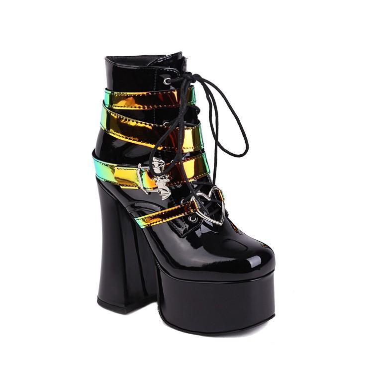 European And American Bar Singer's Thick Heel And Thick Bottom Strap Martin Boots